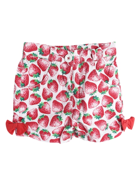 

612 league Girls White & Red Printed Regular Fit Hot Pants