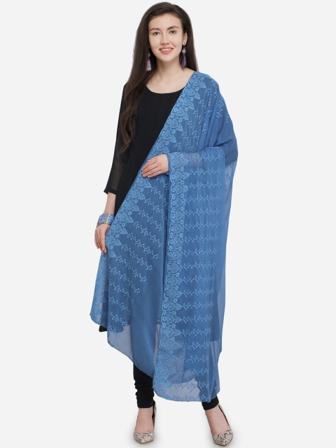 mf Blue Embroidered Dupatta