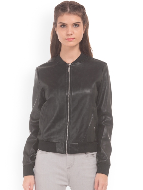 

Ed Hardy Women Black Perforated Bomber
