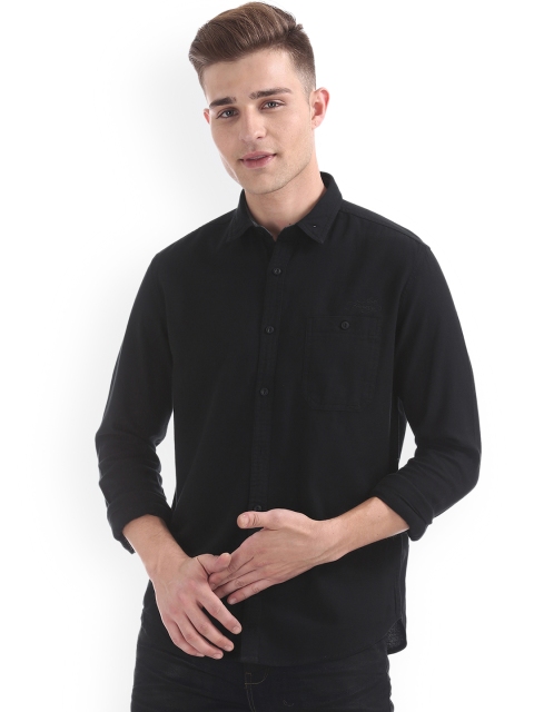 

Ed Hardy Men Black Slim Fit Solid Casual Shirt