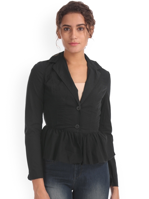 

Flying Machine Women Black Solid Tailored Jacket