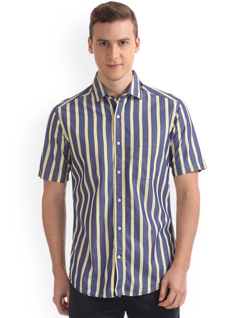 

Arrow Sport Men Yellow & Blue Slim Fit Striped Casual Shirt