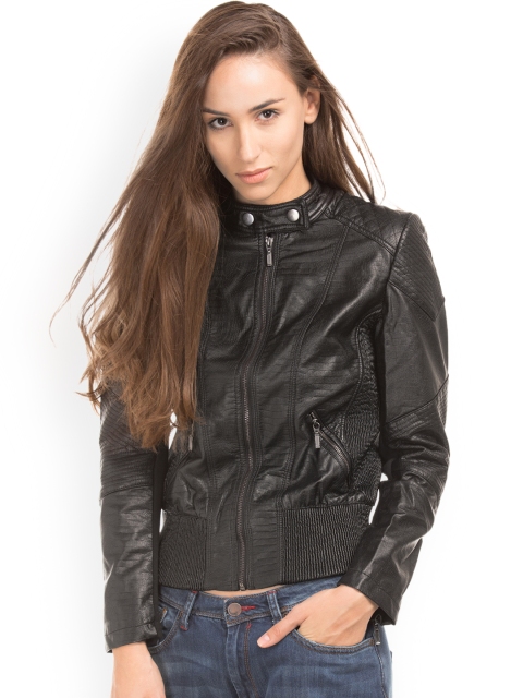 

Ed Hardy Women Black Solid Biker Jacket