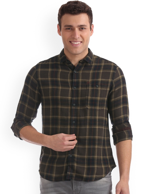 

Ed Hardy Men Brown Slim Fit Checked Casual Shirt
