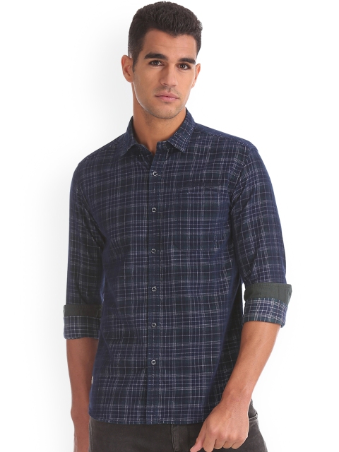 

Ed Hardy Men Blue Slim Fit Checked Casual Shirt