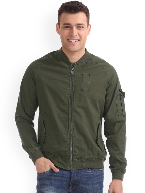 

Aeropostale Men Green Solid Bomber