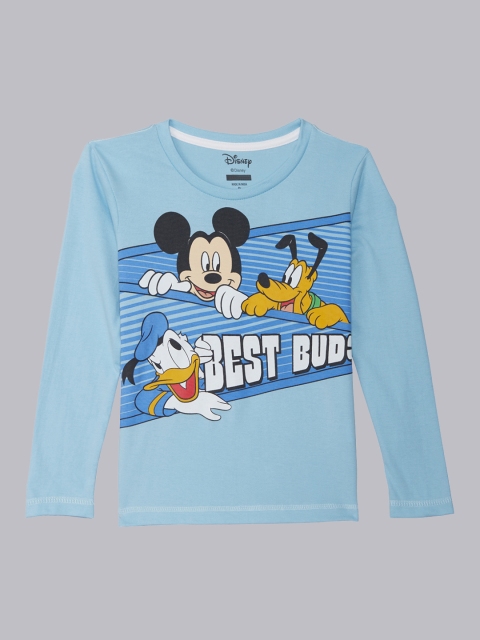 

Kids Ville Boys Beige Mickey & Friends Printed Round Neck T-shirt, Blue