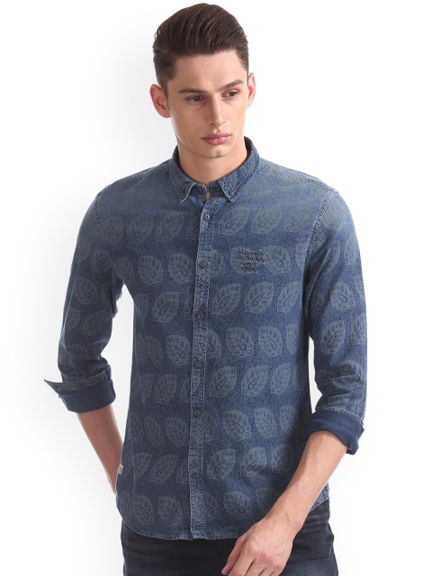 

Ed Hardy Men Blue Slim Fit Printed Casual Shirt