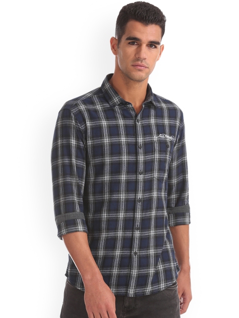 

Ed Hardy Men Blue & White Slim Fit Checked Casual Shirt