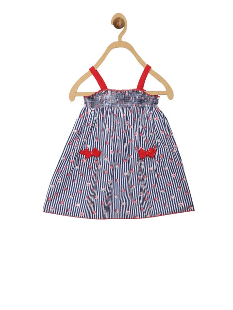 

612 league Girls Navy Blue Printed A-Line Dress