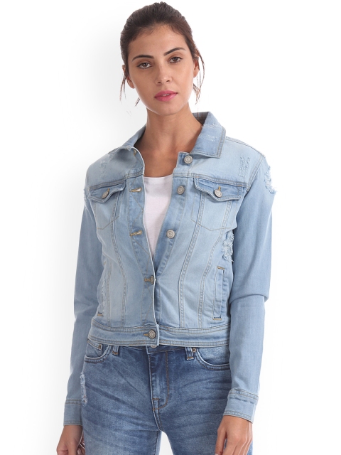 

Aeropostale Women Blue Solid Denim Jacket