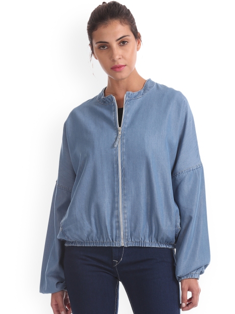 

Flying Machine Women Blue Solid Denim Jacket