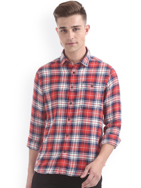 

Ed Hardy Men Red Slim Fit Checked Casual Shirt