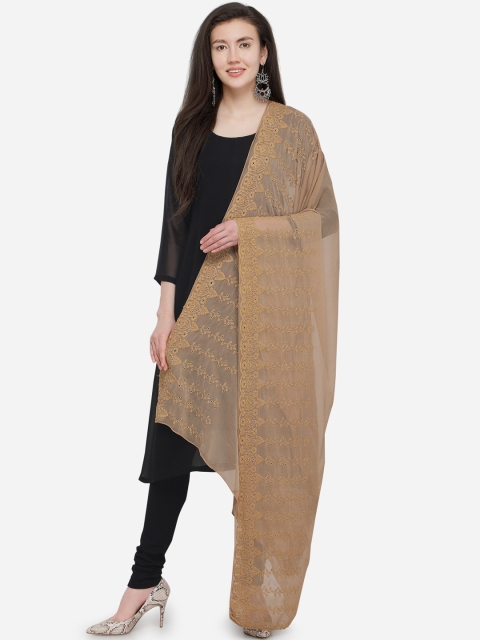 mf Beige Embroidered Dupatta