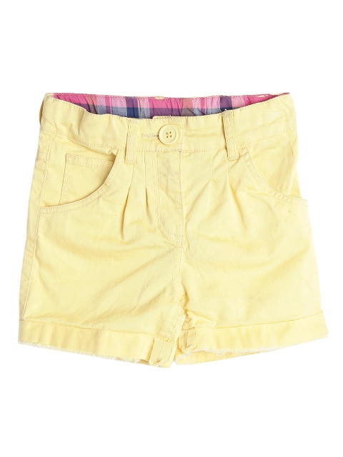 

612 league Girls Yellow Solid Regular Fit Regular Shorts