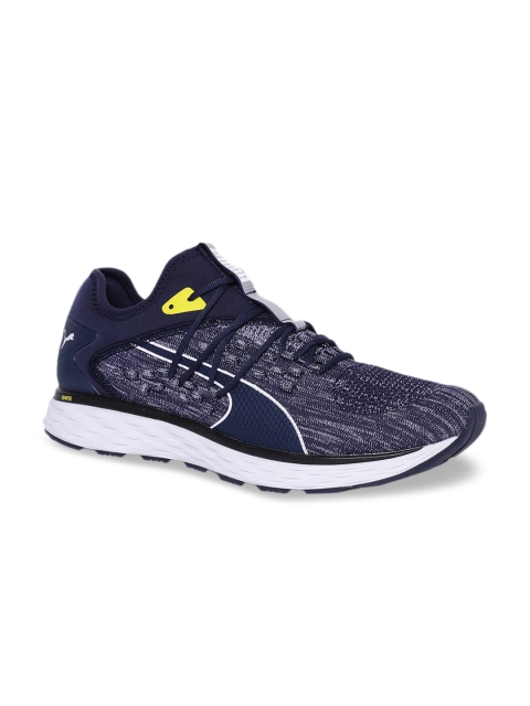 Puma Men Navy Blue SPEED 600 FUSEFIT Textile Mid-Top Running Shoes