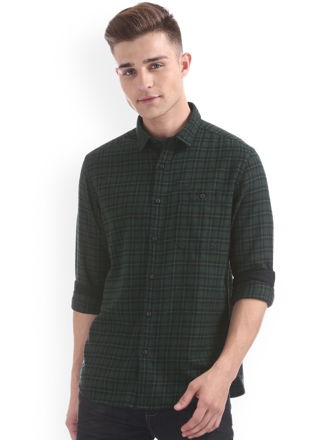 

Ed Hardy Men Green Slim Fit Checked Casual Shirt
