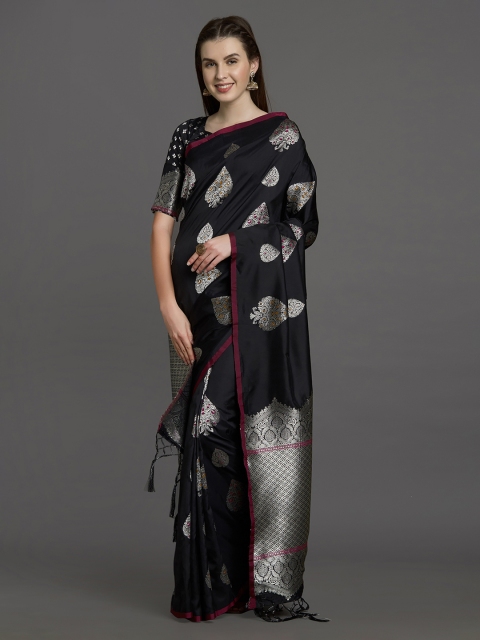 

Mitera Black Silk Blend Woven Design Banarasi Saree