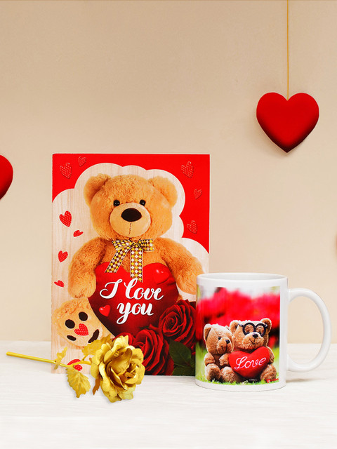 

Archies Love Gifts Multicoloured Printed Set of 3 Valentines Day Gift Set, Multi