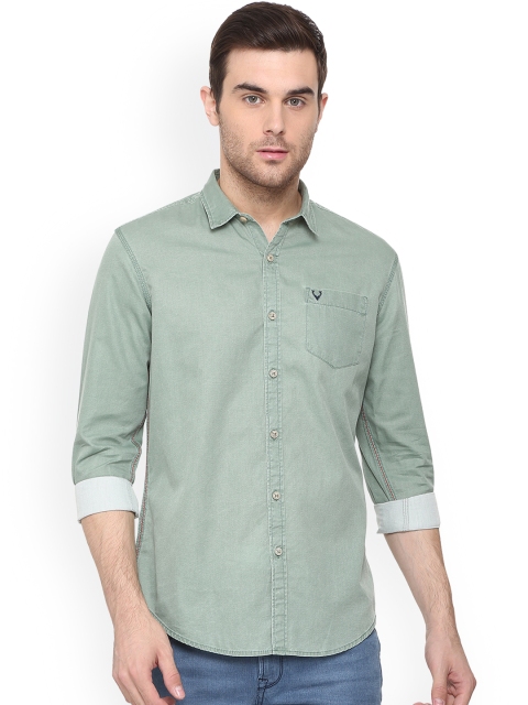 

Solly Jeans Co. Men Sea Green Regular Fit Self Design Casual Shirt