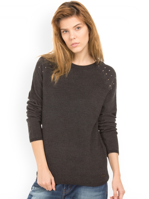 

Ed Hardy Women Grey Solid Sweater