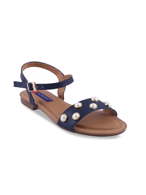 

MSC Women Blue Embellished Open Toe Flats