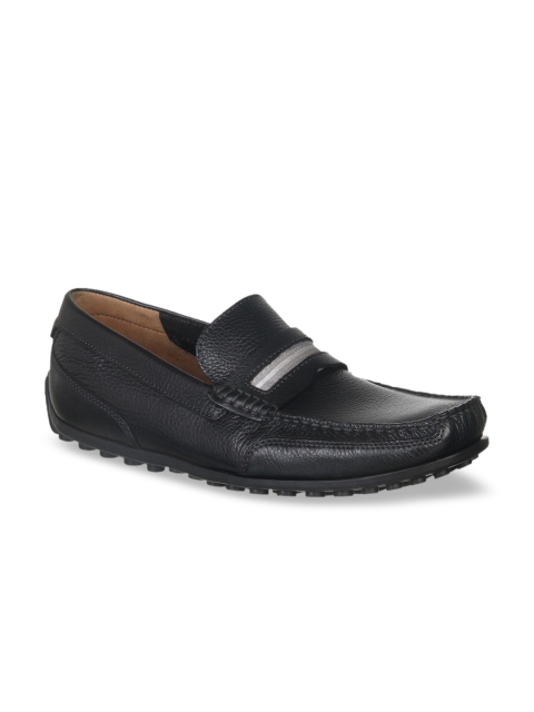 

Clarks Men Black Solid Leather Loafers