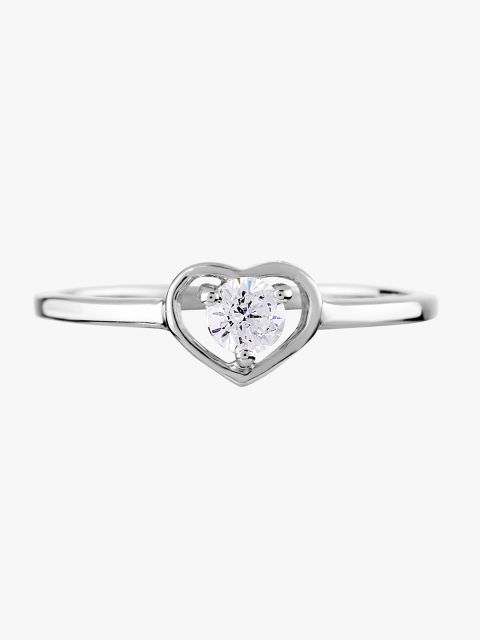 

Peora Women 925 Sterling Silver Rhodium-Plated CZ Stone-Studded Ring
