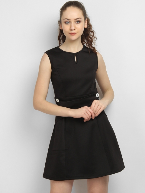 

LA LOFT Women Black Solid Fit and Flare Dress