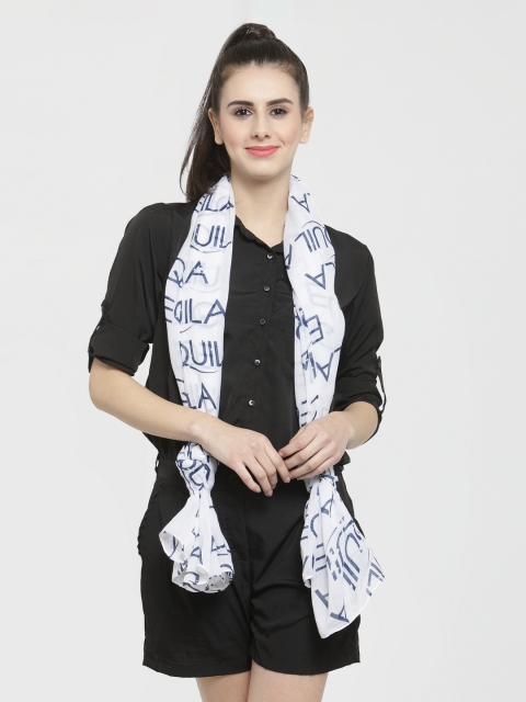 

J Style Women White & Blue Printed Stole