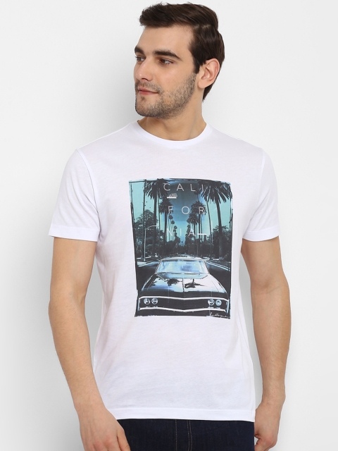 

Red Tape Men White Printed Round Neck Pure Cotton T-shirt