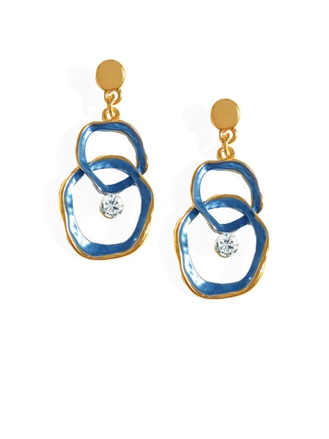 

Foxy Sperks Gold-Plated & Blue Contemporary Drop Earrings