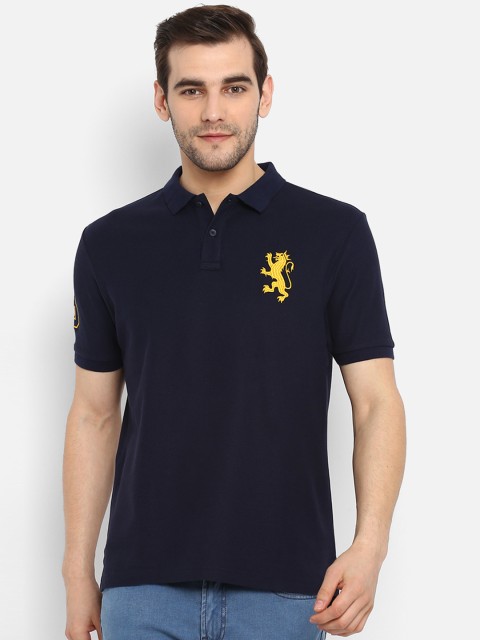 

Red Tape Men Navy Blue Solid Polo Collar Pure Cotton T-shirt