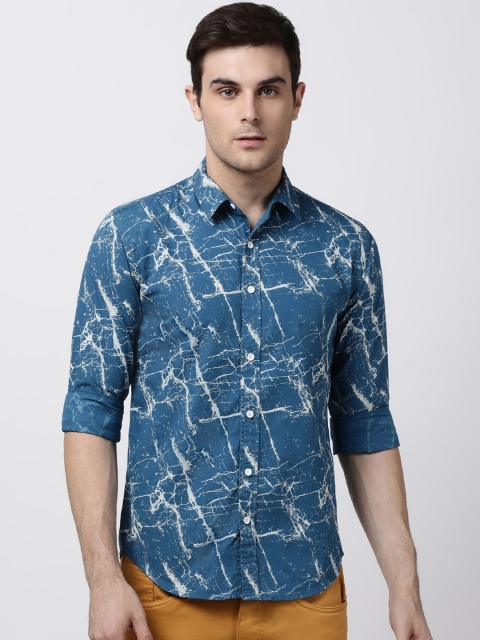 

Blue Saint Men Blue Slim Fit Printed Casual Shirt
