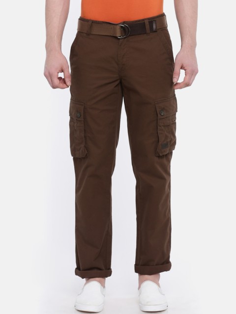 

t-base Men Brown Slim Fit Solid Cargos