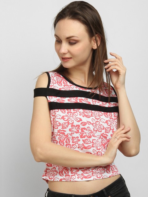 

LA LOFT Women Pink Printed Pure Cotton Top