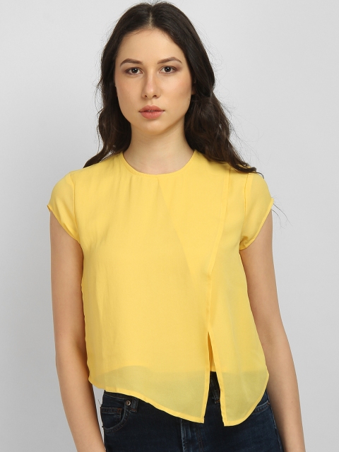 

LA LOFT Women Yellow Solid A-Line Top