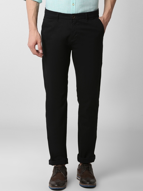 

Peter England Casuals Men Black Slim Fit Solid Regular Trousers