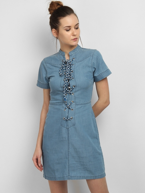 

LA LOFT Women Blue Solid Sheath Dress