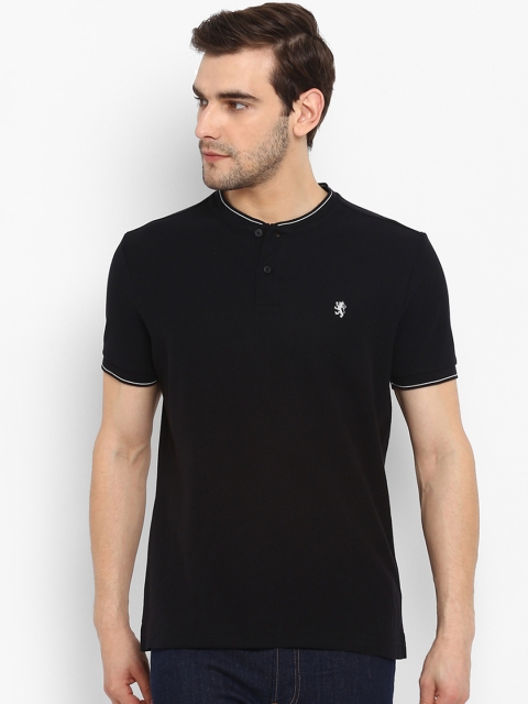 

Red Tape Men Black Solid Henley Neck T-shirt