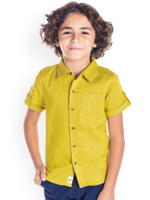 

Cherry Crumble Boys Lime Green Regular Fit Solid Casual Shirt