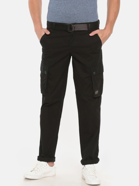 

t-base Men Black Slim Fit Solid Cargos