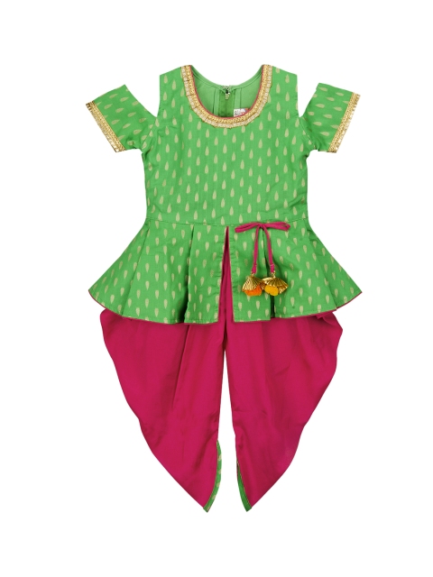 

KID1 Girls Green & Pink Printed Kurta with Dhoti Pants