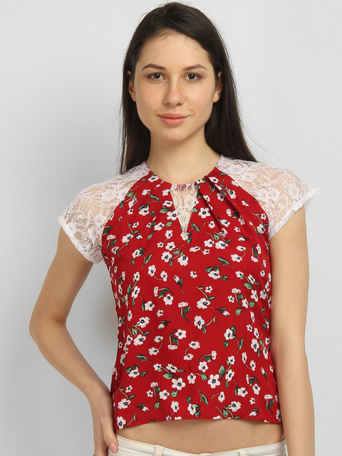 

LA LOFT Women Red Printed Top