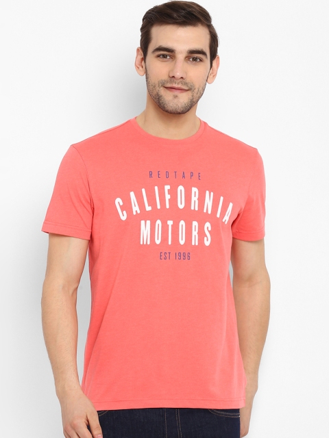 

Red Tape Men Orange Printed Round Neck T-shirt