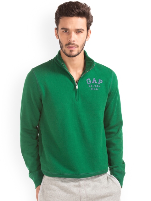 

GAP Men Green Logo Fleece High Neck Sweatshirt