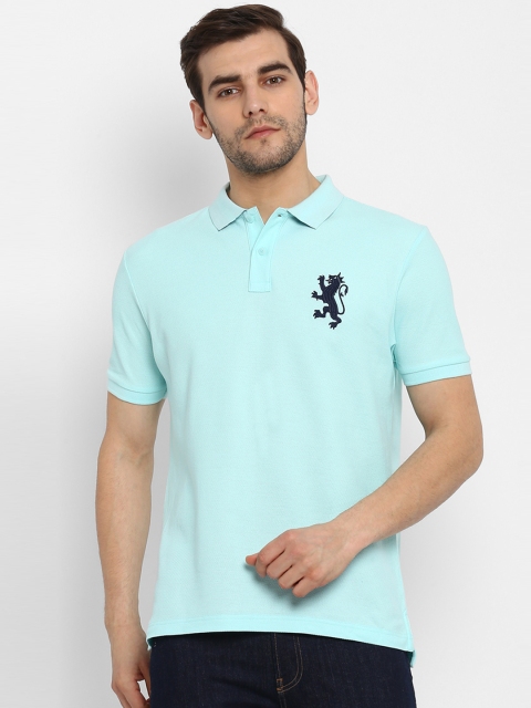 

Red Tape Men Turquoise Blue Solid Polo Collar Pure Cotton T-shirt