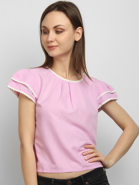 

LA LOFT Women Lavender Solid Crop Top
