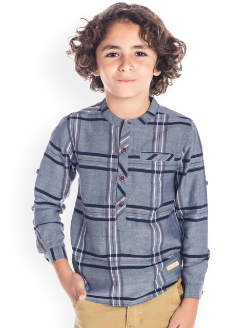 

Cherry Crumble Boys Grey Regular Fit Checked Casual Shirt