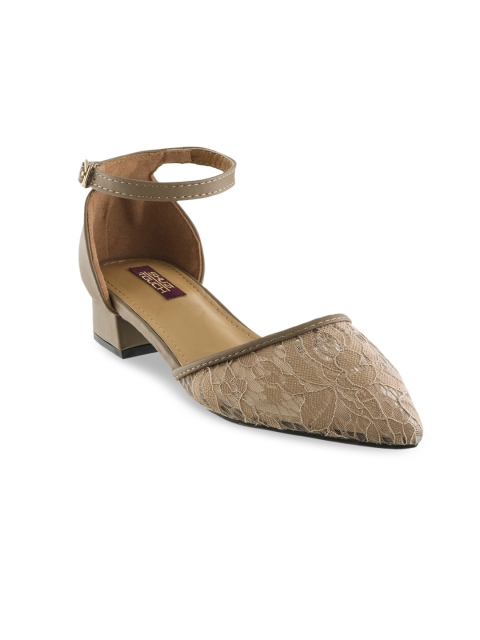 

SHUZ TOUCH Women Khaki Woven Design Pumps